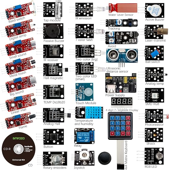 Smraza Sensor Modules Kit with Detailed Tutorial for Arduino