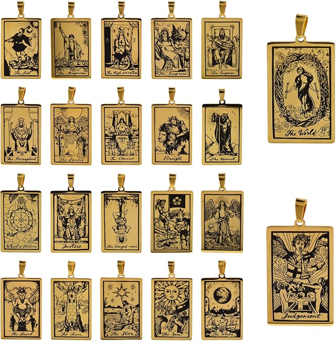 Gold Stainless Steel Tarot Card Pendant,Minimalist Tarot Jewelry Making,DIY Necklace Making Supplies 24x46mm