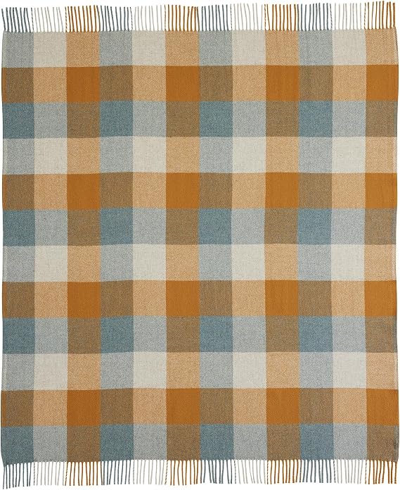 Pendleton Eco-Wise Washable Throw with Fringe 54" x 60", 100% Wool | Soft, Durable Blanket for Home and Outdoor Adventures, Shale/Copper