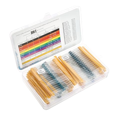 0 to 1 Mega Ohm Resistors Assortment Kit of 1 Percent Tolerance| Metal Film Resistor/Variety Pack of 605 Pcs/Plastic Box | Fits Excellently to Breadboards/Arduino Projects