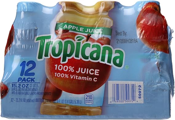 Tropicana 100 Percent Apple Juice, 12 Count