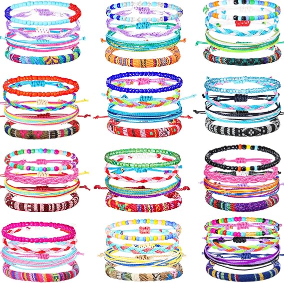 Remerry 48 Pcs Friendship Bracelets Bulk Elegant Vibrant Color Woven