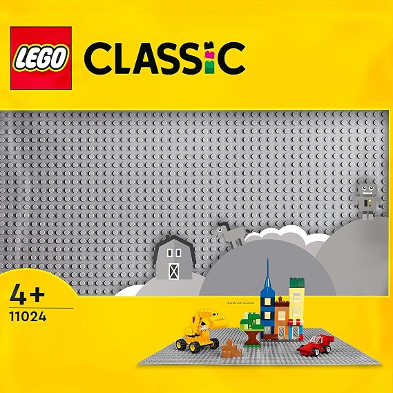 LEGO Classic Gray Plate 11024 – Educational Gift Idea for Girls and Boys 4 Years Old and Over, Open End Creative Toy Making Set That Improves Children's Imagination (1 Piece)