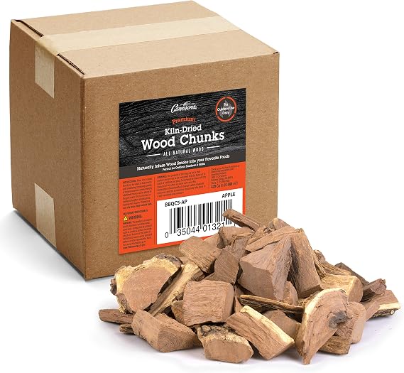 Camerons All Natural Apple Wood Chunks for Smoking - 420 Cu. in. Box, Approximately 5 Pounds - Kiln Dried Large Cut BBQ Wood Chips for Smoker -Barbecue Chunks for Smoked Meat - Grilling Gifts for Men