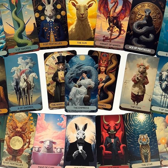 CRAFTERIAN Majestic Realm Tarot Cards, 78 Cards Deck with Foil Edges, Original Tarot Cards for Beginners and Experts with Guide Book, Fortune Telling Game, Divination Tools for All Skill Levels.