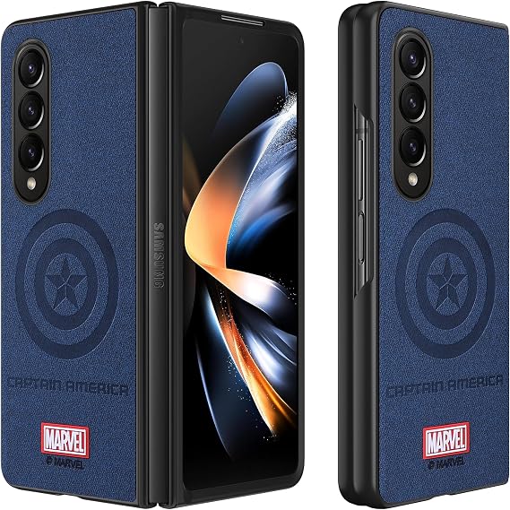 IRON SPIDER Case for Samsung Galaxy Z Fold 3 5G, with Superhero character Compatible Galaxy Z Fold 3 5G Leather Case BLUE