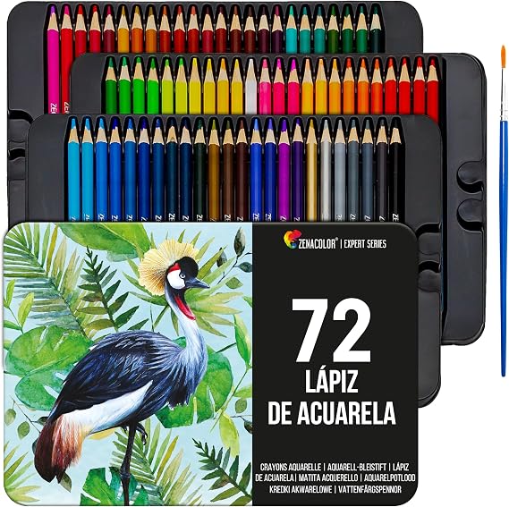 Zenacolor - 72 Watercolour Pencils - For Adults and Professionals