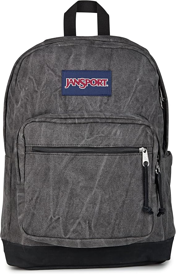 JanSport Right Pack Expressions Backpack 15-inch Padded Laptop Compartment, Water Bottle Pocket, Utility Pocket with Flap, Aged Canvas Black/Oxford/Black