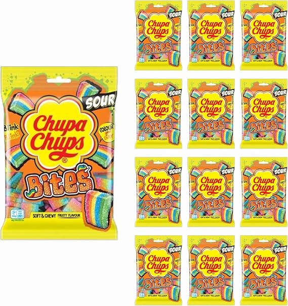 Vellomart Chupa Chups Mini Sour Bite 120g – Tangy Fruity Candy Bites, Kids Treats, Party Sweets, Share Pack (12)