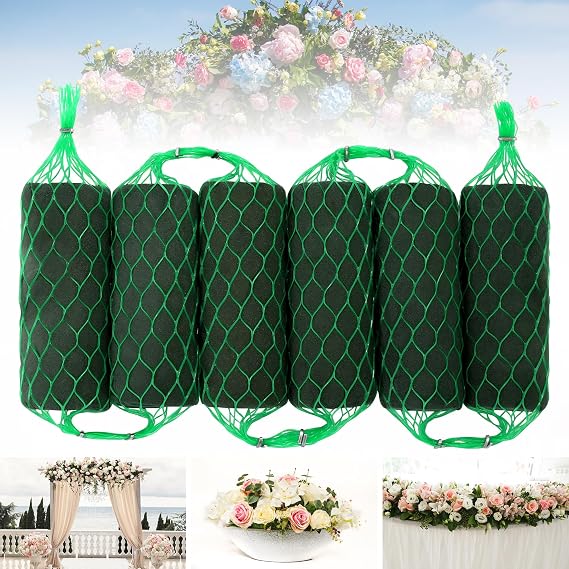 Elcoho 6 Pcs Floral Foam Garland, 4 ft Flower Sponge Blocks Kit, Absorbent Flower Holder for Fresh & Dried Flowers Arrangement Floral Foam Bricks for Wedding Garden Home Decor