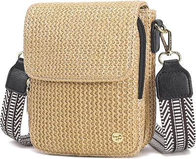 Haytijoe Faux Straw Crossbody Bags for Women Small Summer Purse RFID Woven Phone Bag Travel Beach Hawaiian Essentials Gifts