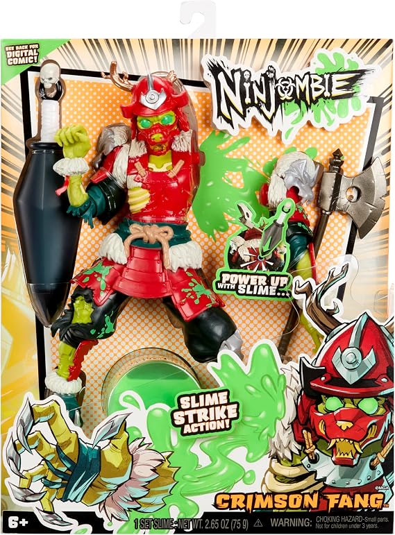 Ninjombie Action Figure - Crimson Fang, Boys Action Ninja Zombie Slime Monster Action Figure, Ages 6+