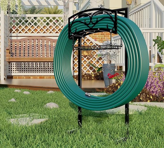Fire Beauty Garden Hose Holder,Freestanding Water Hose Holder,In ground Hose Rack Organizer for Outdoor,Detachable Water Hose Holder Stake,Hose Reel Stand,Hose Hanger Rack for Lawn Yard