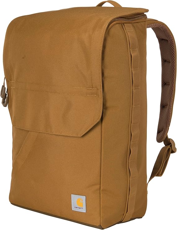 Carhartt Unisex's 21l Top-Load Backpack, Water Resistant Coated Canvas Base with Laptop Sleeve Brown, One Size
