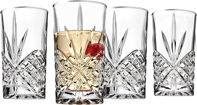 Godinger Highball Glasses, Drinking Glasses, Tall Beverage Glass, Glass Cups - Platinum Rim, Dublin, Set of 4