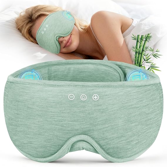 MUSICOZY Bluetooth 5.4 Sleep Headphones, Wireless Eye Mask Bamboo Fiber