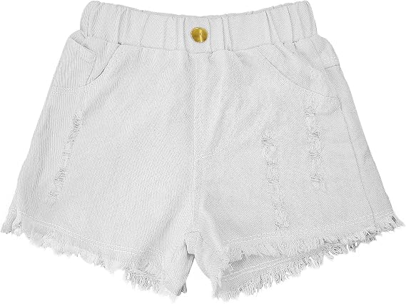 Happy Cherry Girls Ripped Denim Shorts Elastic Waist Summer Casual Jeans Shorts 3-12Y