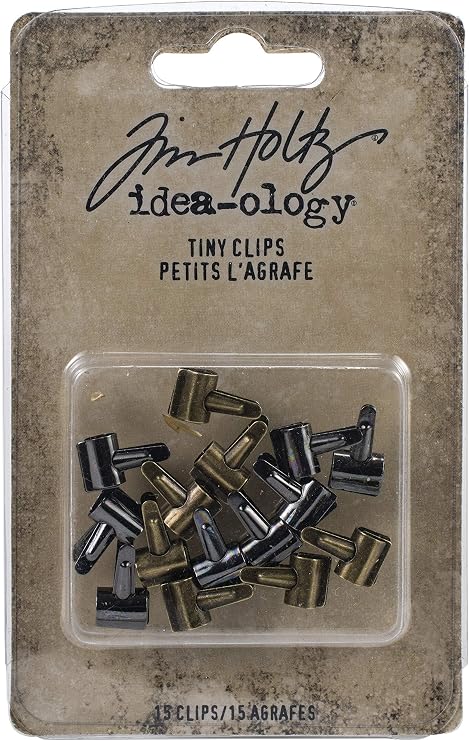 Tim Holtz Idea-ology TINY CLIPS IDEA-OLOG 15/PKG | 15 Small Clips in Two Colors | Holds Small Items in Place | Metal Construction | Tim Holtz Idea-ology