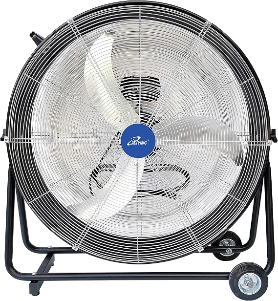 iLIVING 30 Inches High Velocity Drum Fan Industrial, Commercial, Air Circulator for Garage, Shop, Patio, Barn, Greenhouse, Speed Control 8300CFM, UL Listed,Black